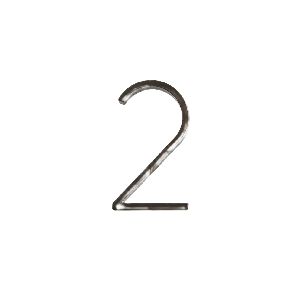 Bronze floating mount house number 2 with sleek modern design for home improvement projects