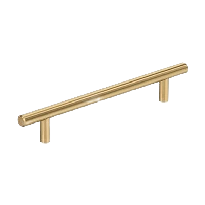 Champagne bronze bar pull with 6-5/16 inch center-to-center mounting for cabinet and furniture hardware collections under $50