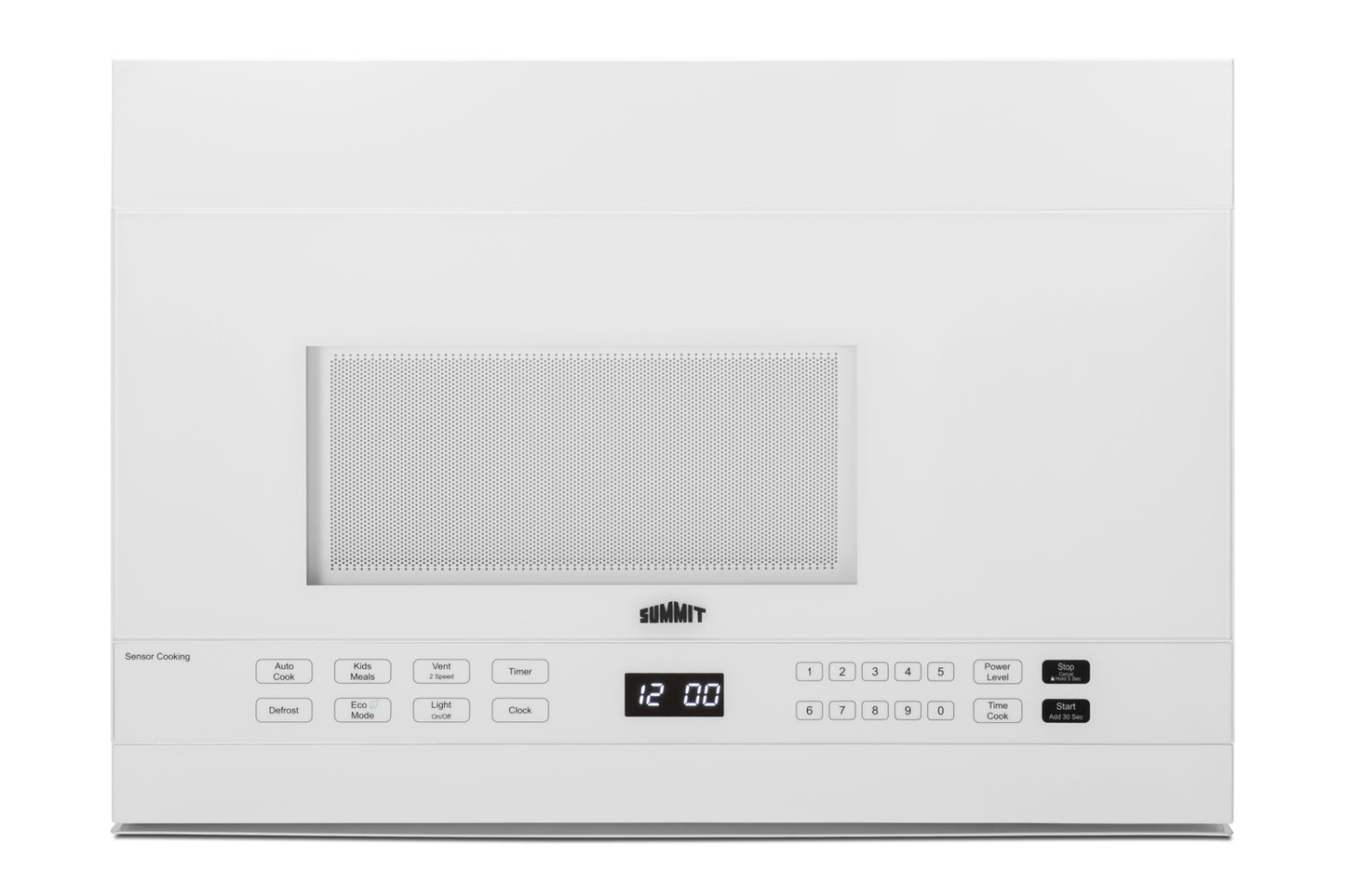 White 24-inch wide over-the-range microwave with digital display and touch control panel for kitchen appliances collections