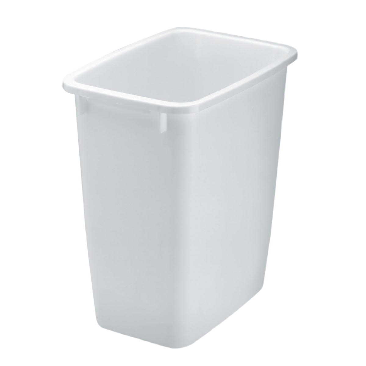 White durable plastic wastebasket with reinforced rim and 21-quart capacity for cleaning and trash organization