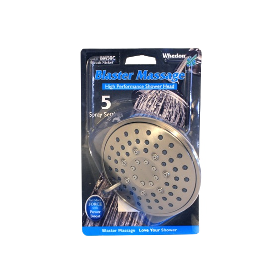 Nickel finish shower head with five spray settings for enhanced water flow in home improvement projects