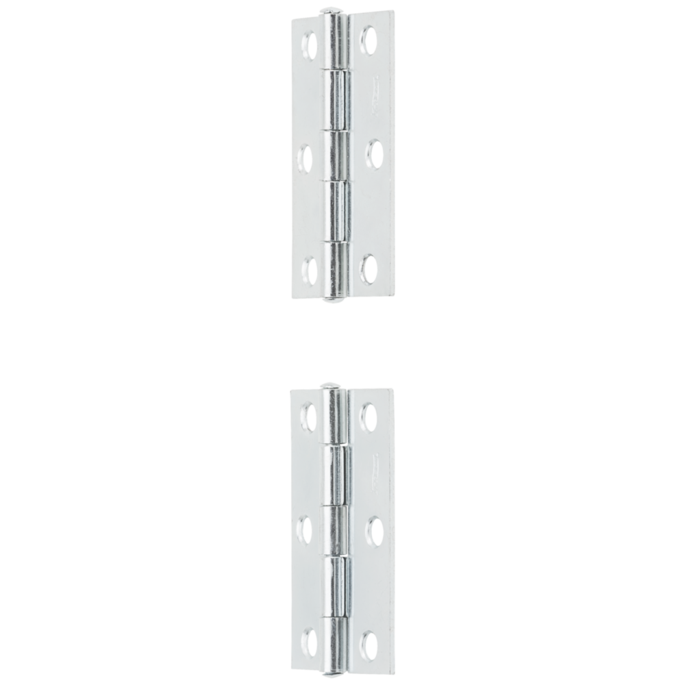 Set of two zinc-finished narrow tight-pin hinges with durable cold-rolled steel for home improvement projects