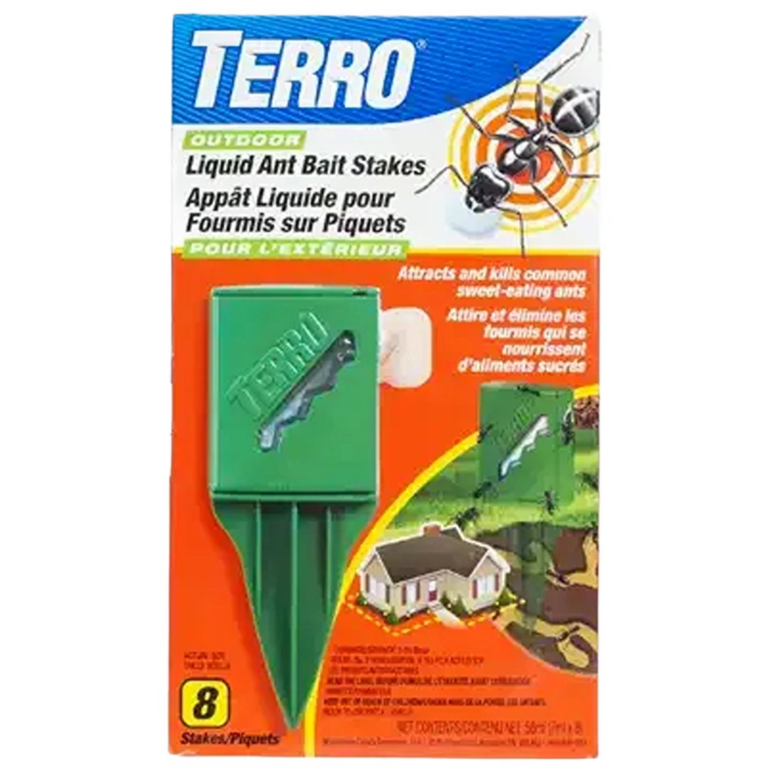 Green liquid ant bait stake in orange and blue packaging for outdoor insect and pest control under $50 collections