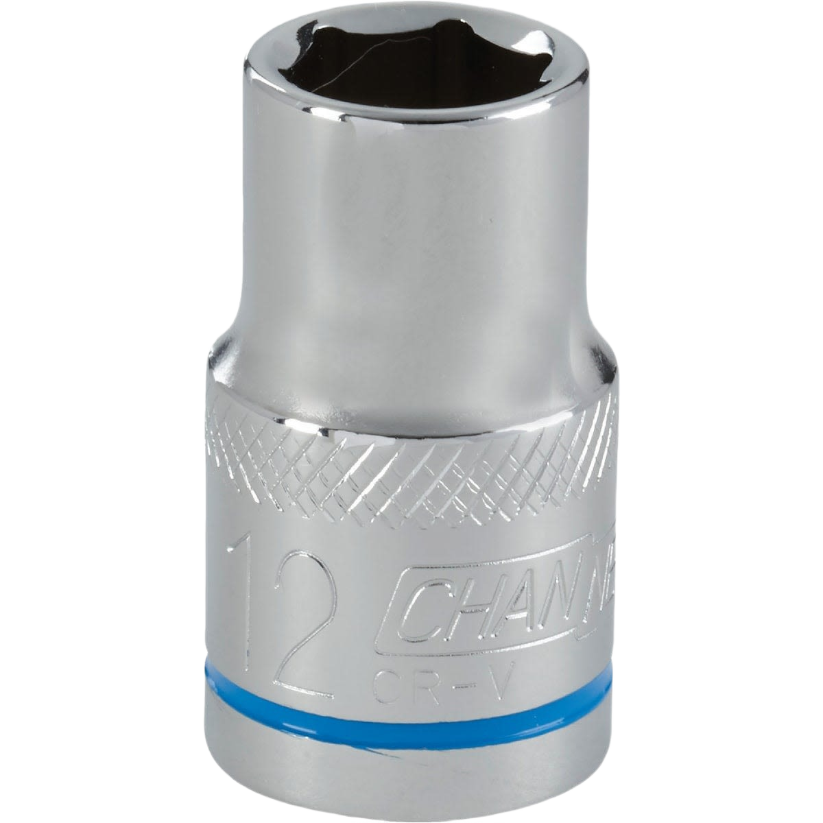 12mm 6-point shallow socket with color and textured bands for grip, part of hand tools and woodworking collections