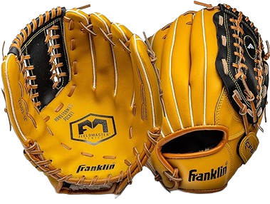 Tan modified trapeze web baseball glove designed for right-hand throw with durable leather and detailed lacing