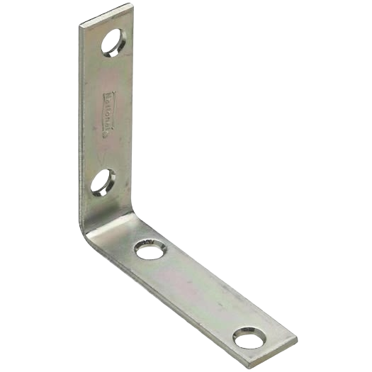 Zinc steel corner brace with four pre-drilled holes for reinforcing furniture and home improvement projects under $50