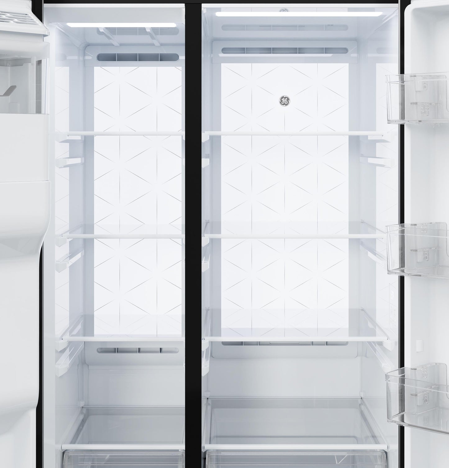 GE® 23.5 Cu. Ft. Counter-Depth Side-By-Side Refrigerator with LED Light Walls and Extra Tall Dispenser