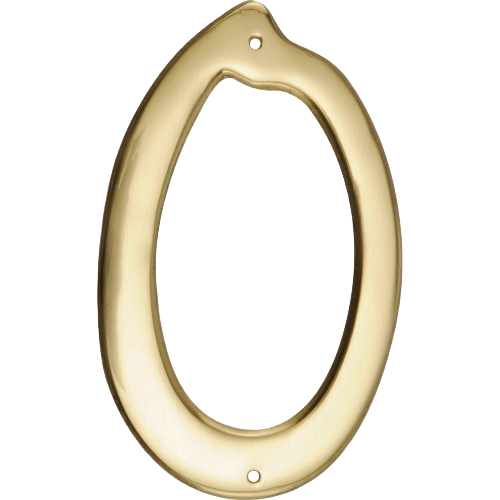 Brass numeral zero house number with nail holes for easy mounting in home improvement and hardware collections under $50