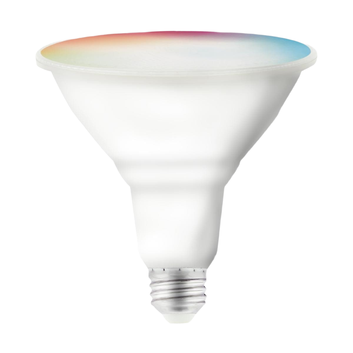 White LED light bulb with frosted finish and subtle color gradient on the top for home improvement use