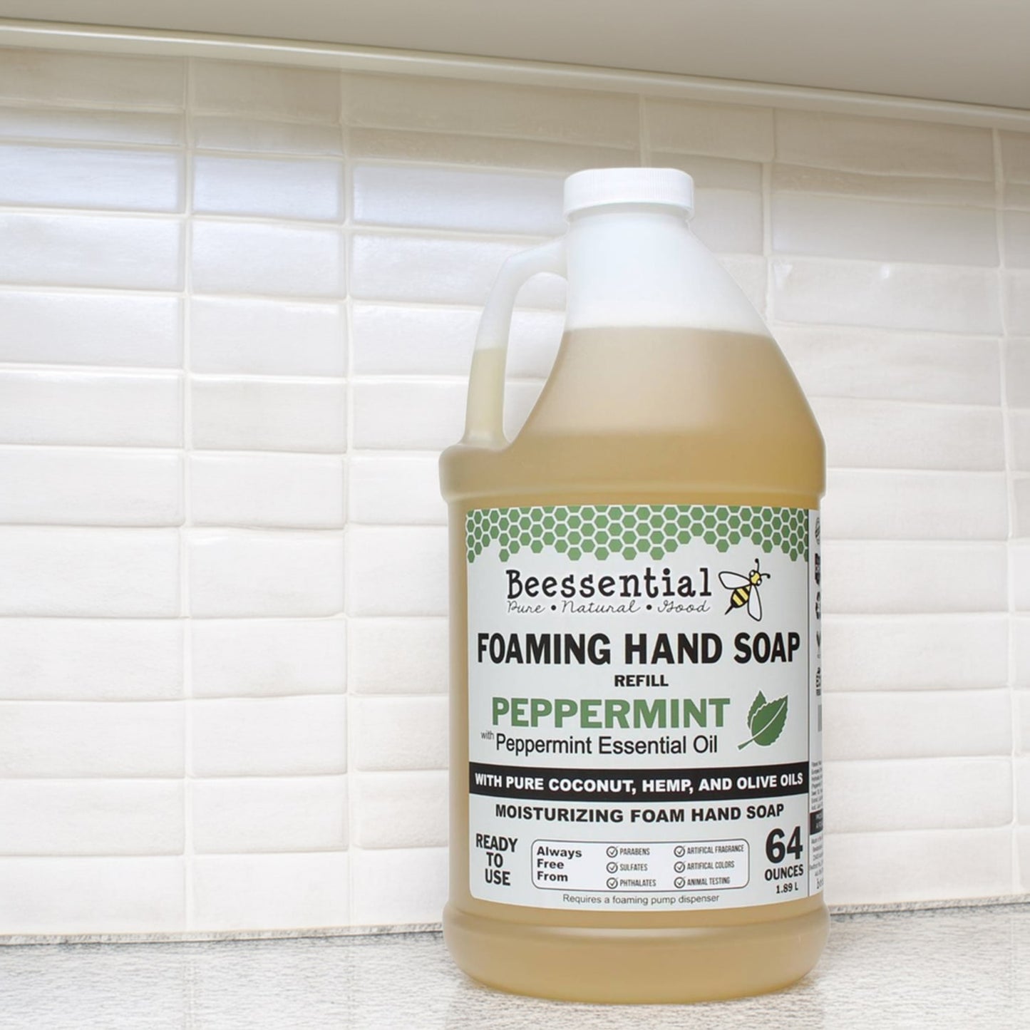 Natural peppermint foaming hand soap refill with moisturizing coconut, hemp, and olive oils in Health & Beauty collections