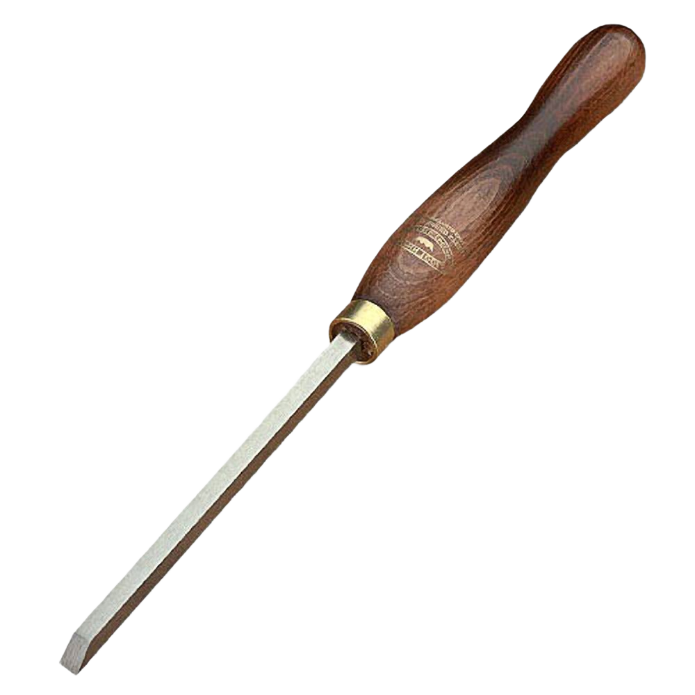 Wooden handled crown bedan tool with brass ferrule and 3/8 inch steel blade for woodworking tasks and home improvement