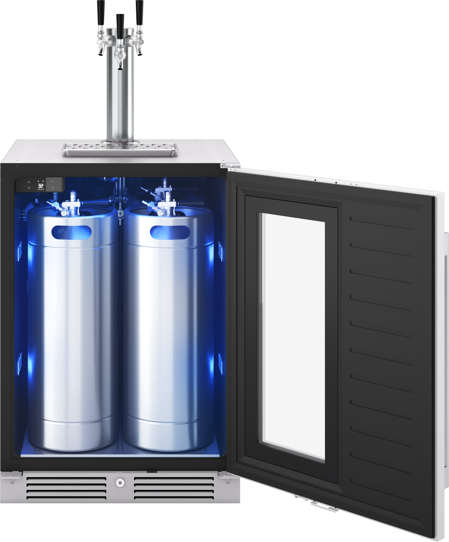 Presrv Kegerator & Beverage Cooler, 24in Under Cabinet, SS+Glass, Reverse Door, 1 Zone