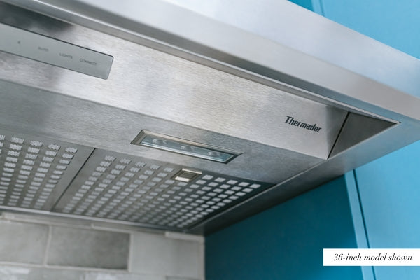 stainless steel custom insert hood with LED lighting and quiet operation for kitchen ventilation and home improvement