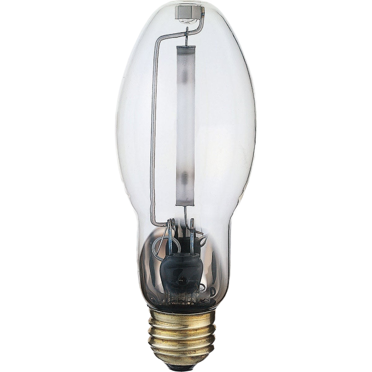 Clear high-intensity sodium light bulb with mogul base and visible internal components for home improvement use