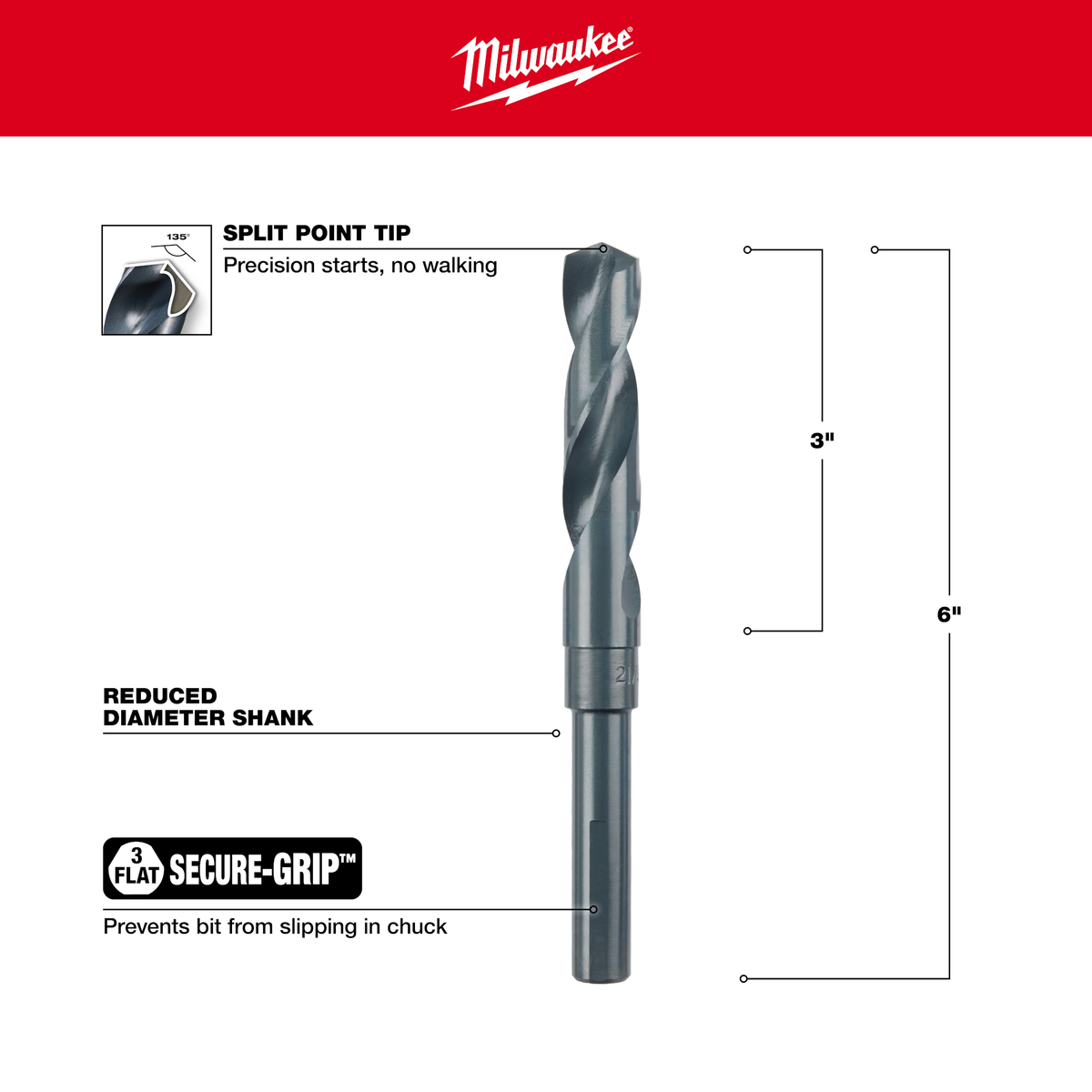 Milwaukee 21/32" S&D Black Oxide Drill Bit