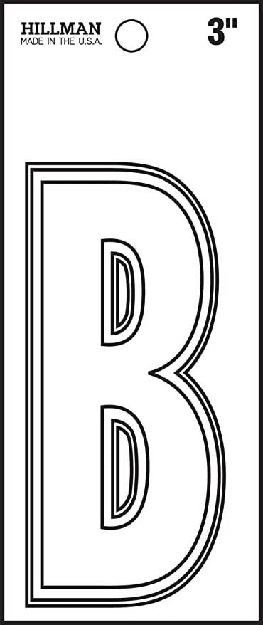 White matte vinyl die cut letter B sticker measuring 3 inches for tools and home improvement projects
