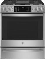 GE Profile™ 30" Smart Dual Fuel Slide-In Front-Control Fingerprint Resistant Range