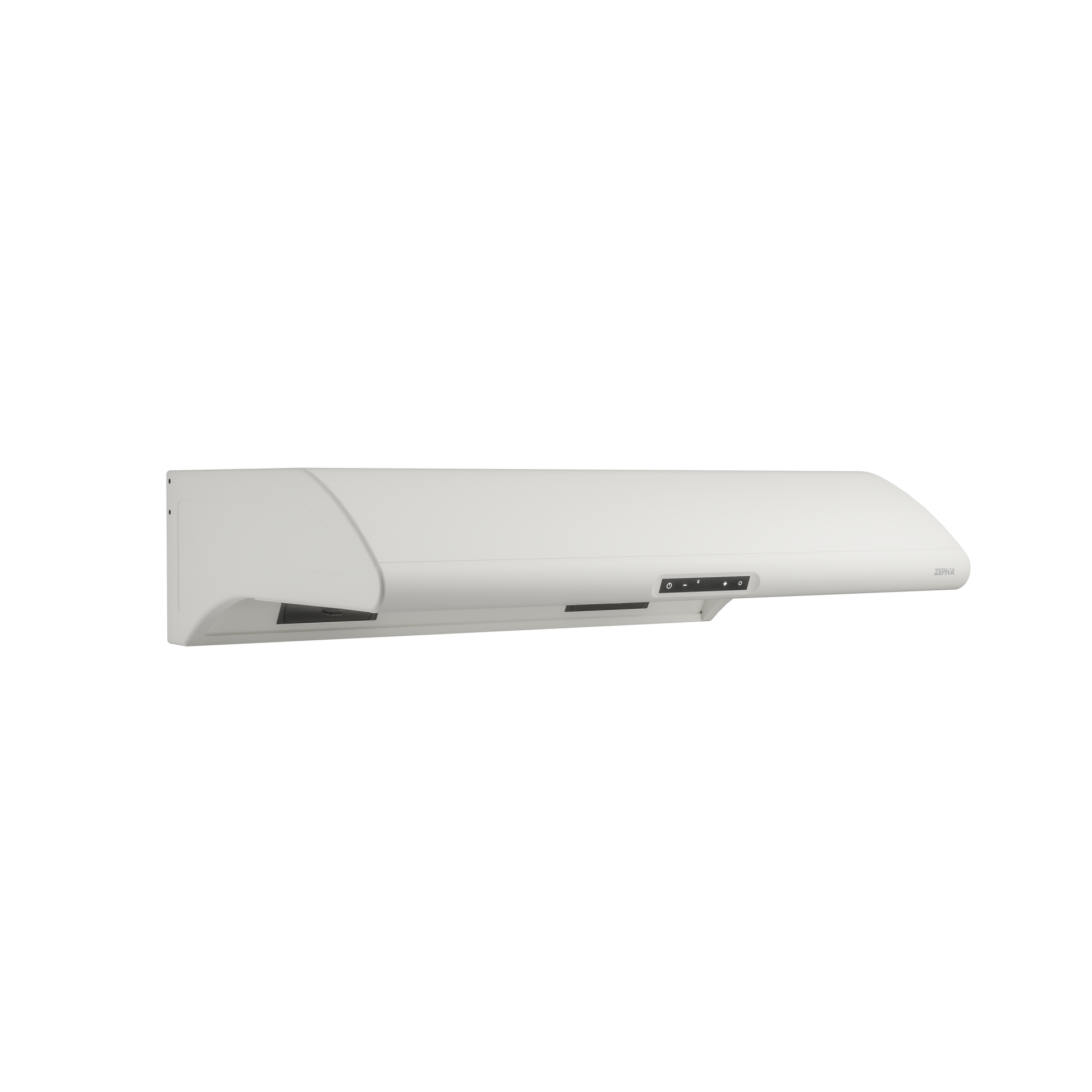 Matte white under cabinet range hood with LED lighting and quiet, powerful ventilation for kitchen appliances