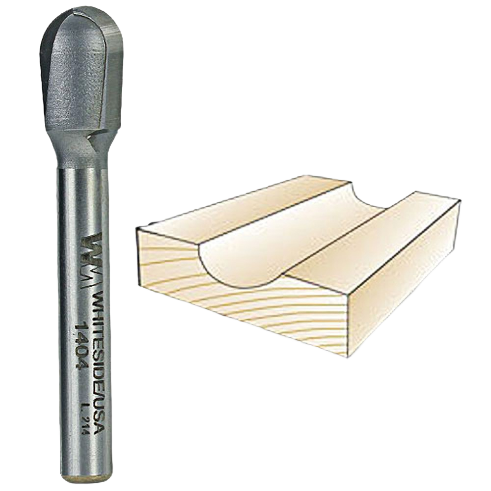 Carbide Whiteside router bit with 1/4 inch radius for creating rounded grooves in woodworking and power tool accessories collections