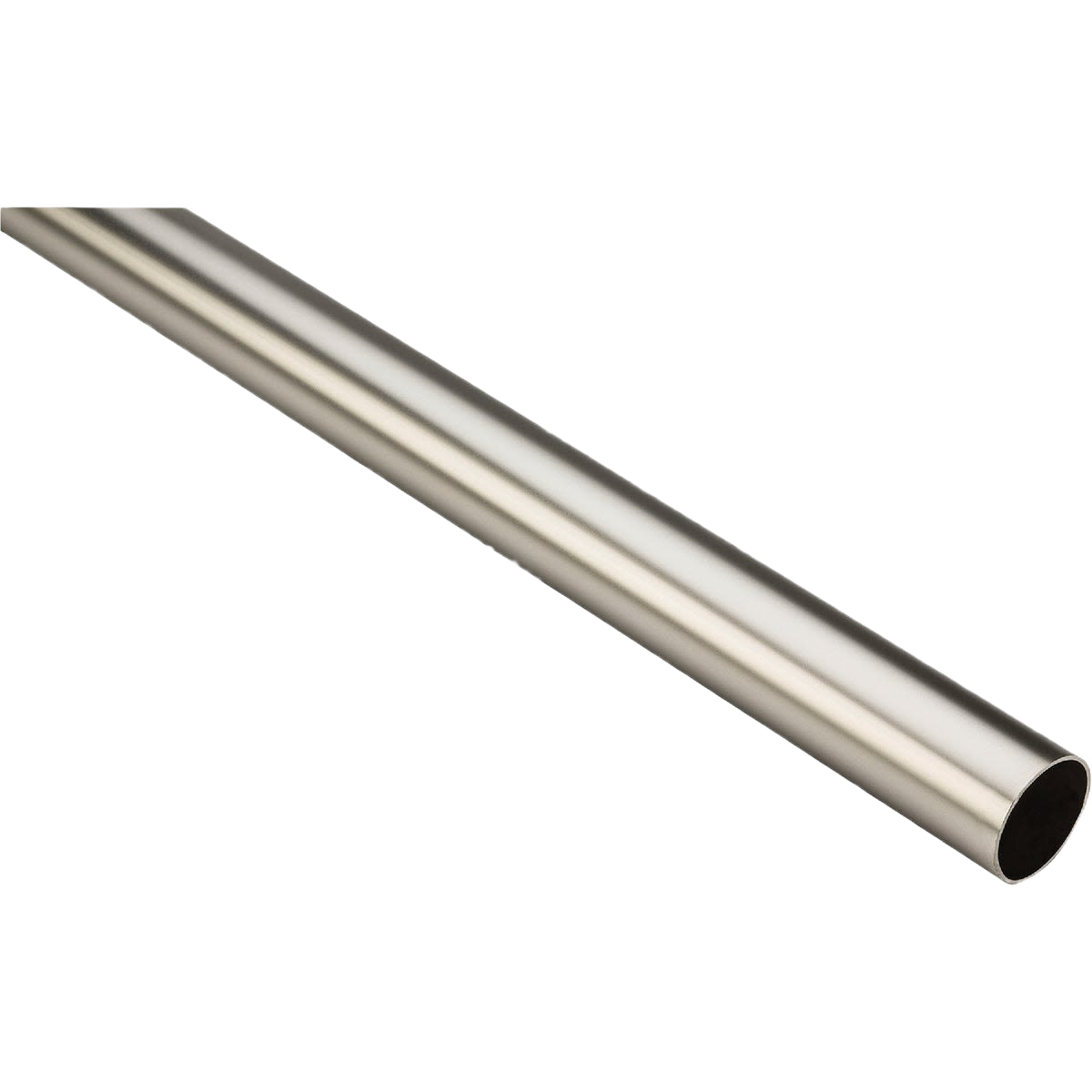 Satin nickel finish steel closet rod for storage and organization, suitable for closet accessories and home improvement tasks