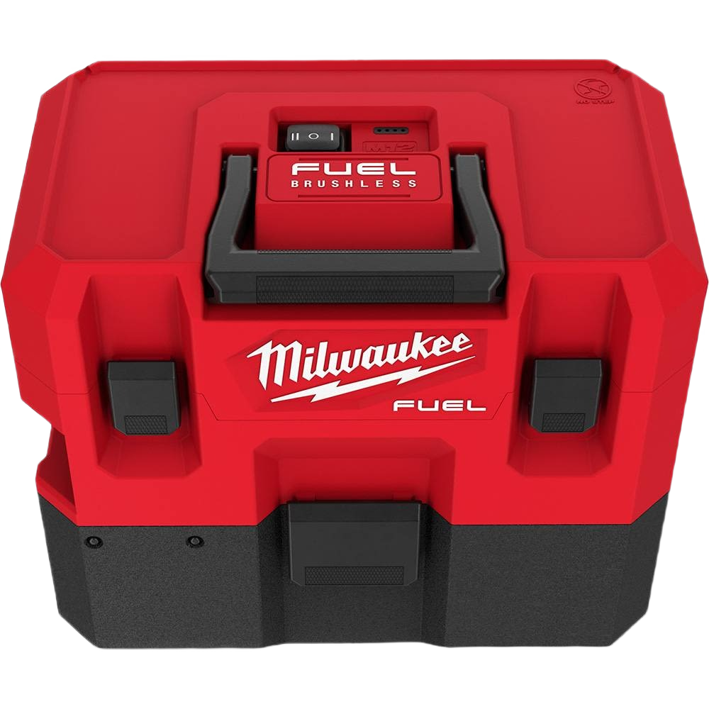 Compact red and black Milwaukee cordless wet/dry vacuum with brushless motor for efficient tools and home improvement cleaning tasks