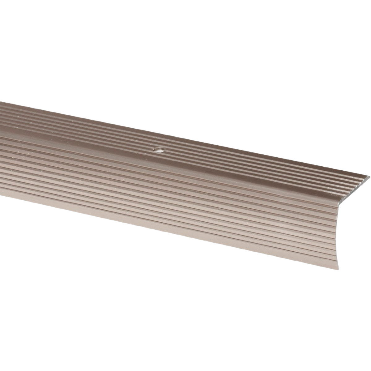 Pewter aluminum stairnose with textured grip surface for flooring edge protection in home improvement projects