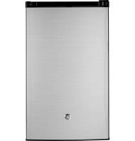 Stainless steel compact refrigerator with top-mounted thermostat control in mini refrigerators and kitchen appliances collection