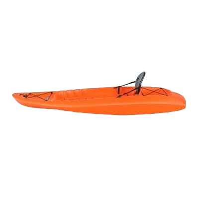 Orange sit-on-top kayak featuring a comfortable seat and durable design in outdoor games and toys collection.