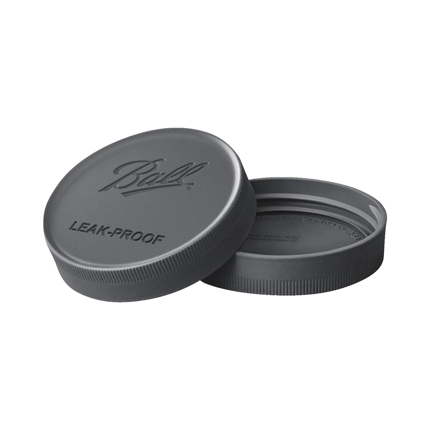 Set of six gray wide mouth leak-proof storage lids with embossed logo for kitchenware and storage collections under $50
