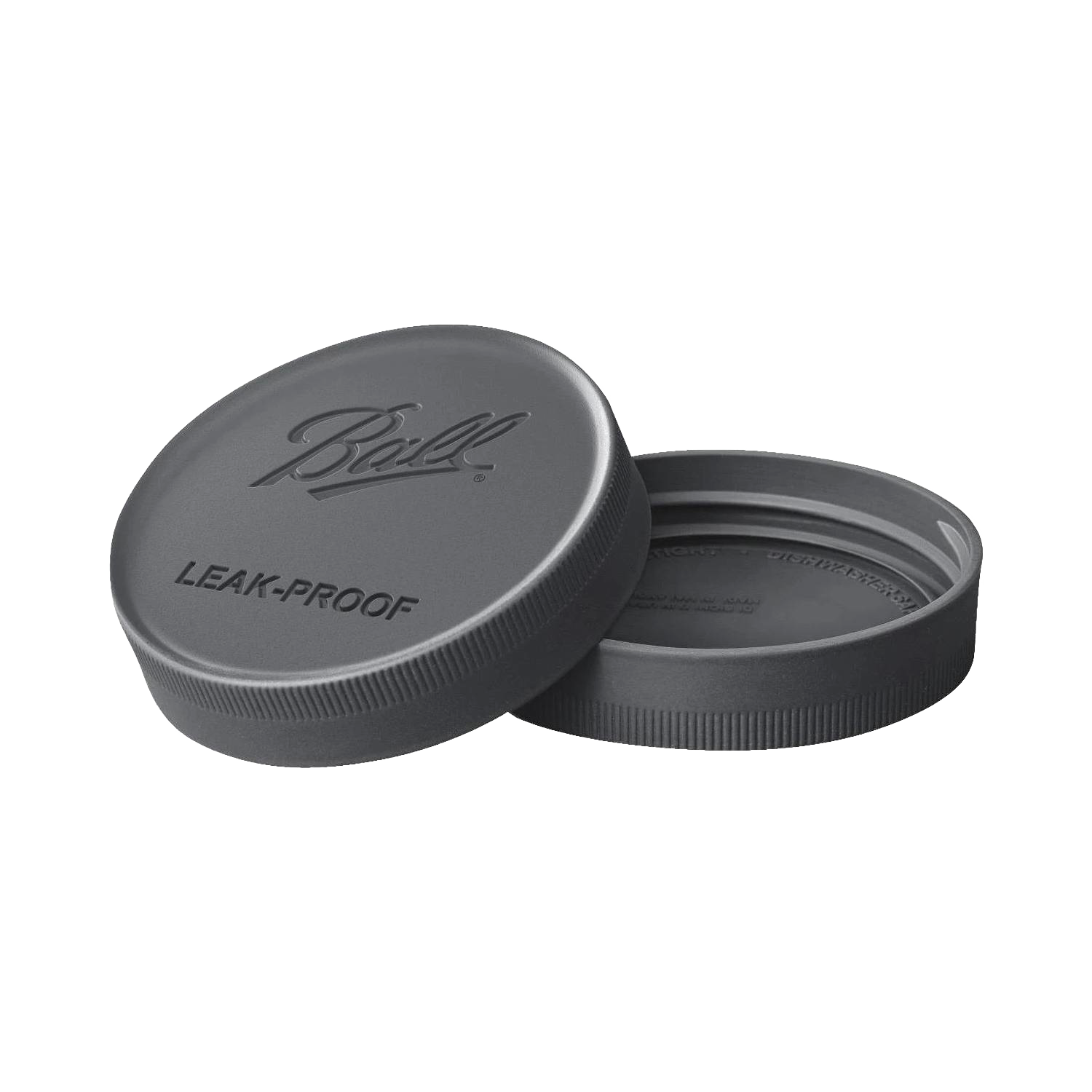 Set of six gray wide mouth leak-proof storage lids with embossed logo for kitchenware and storage collections under $50