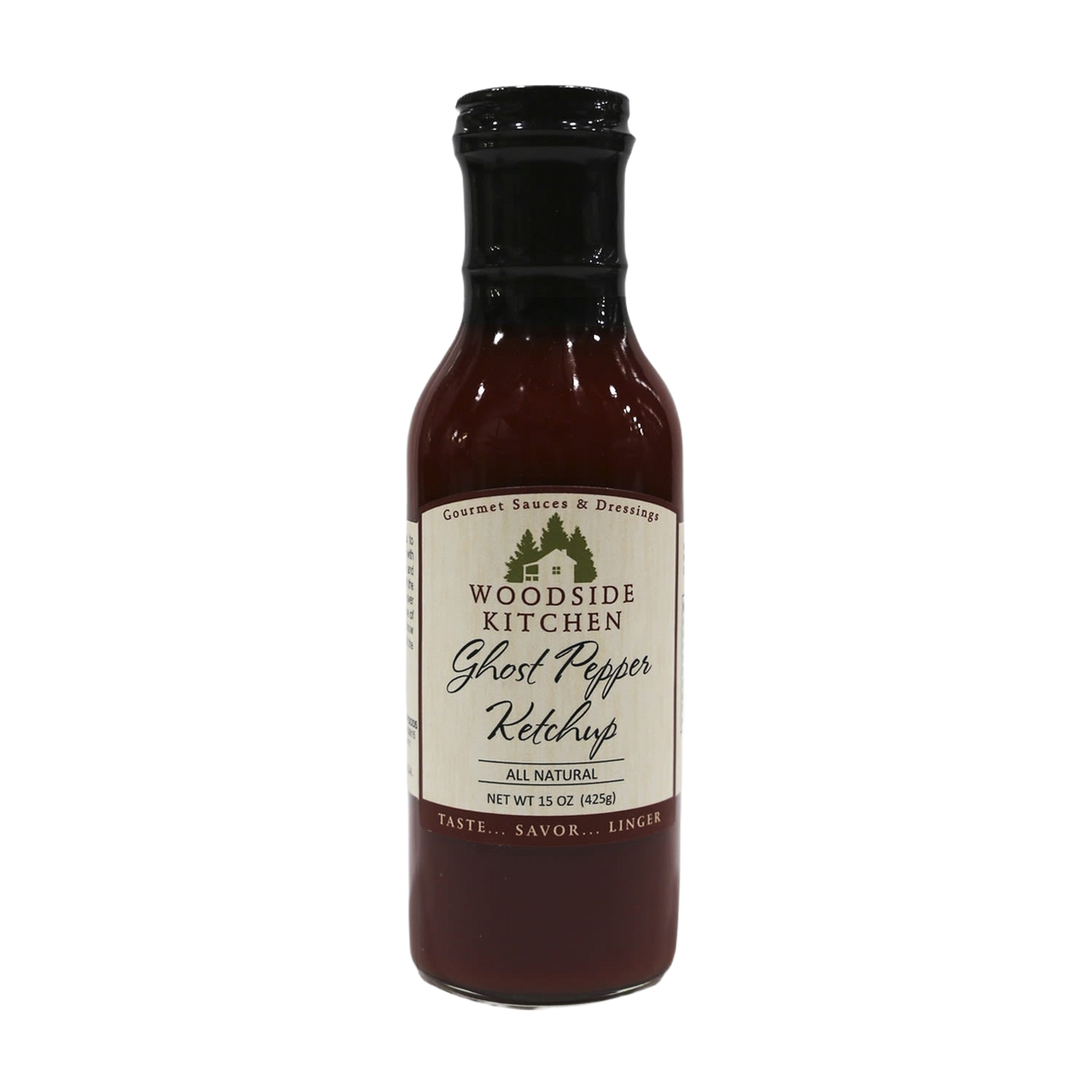 15 oz bottle of Woodside Kitchen all-natural ghost pepper ketchup in food & beverage and under $50 collections