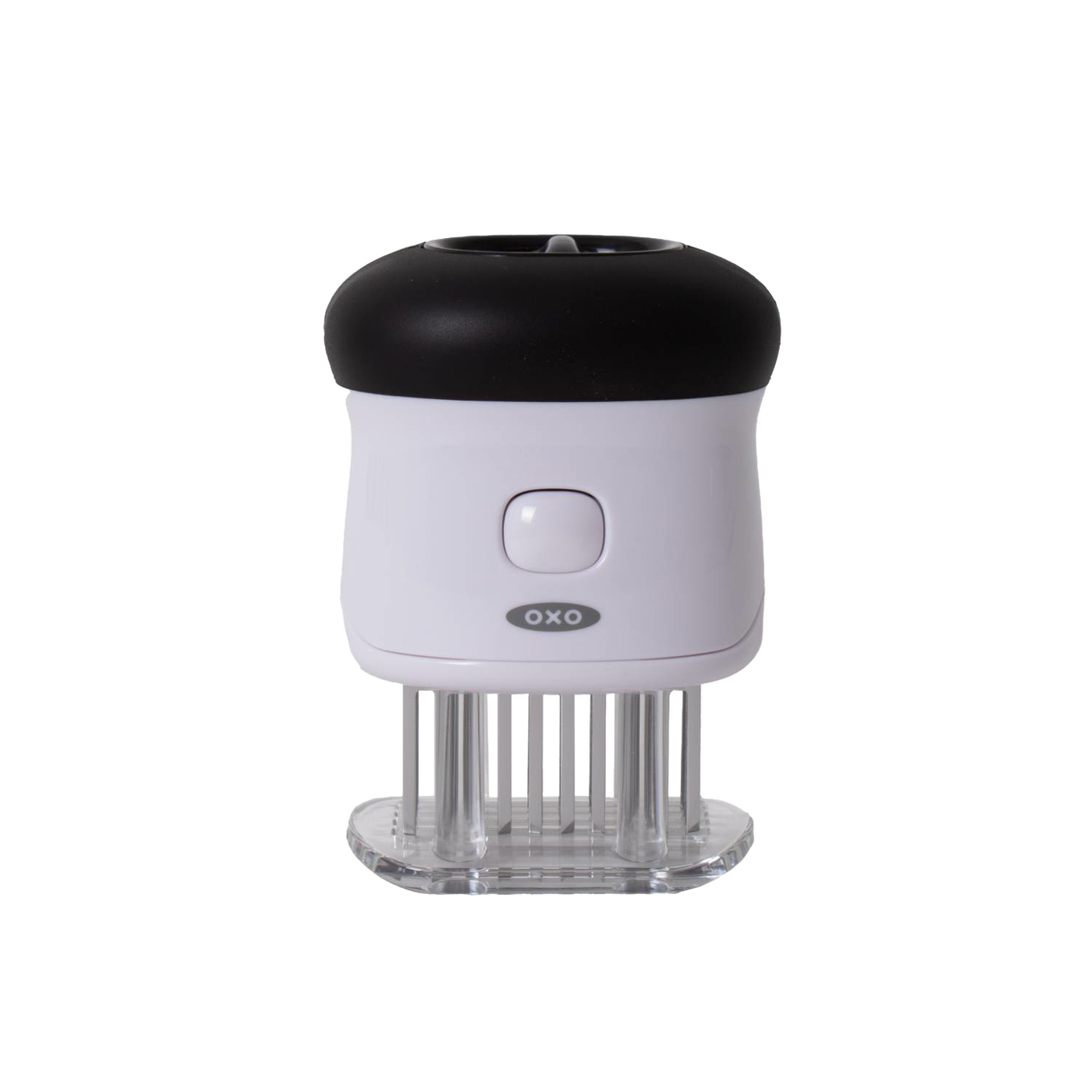 Compact white and black meat tenderizer tool with sharp blades, part of kitchen utensils and cooking tools under $50 collection