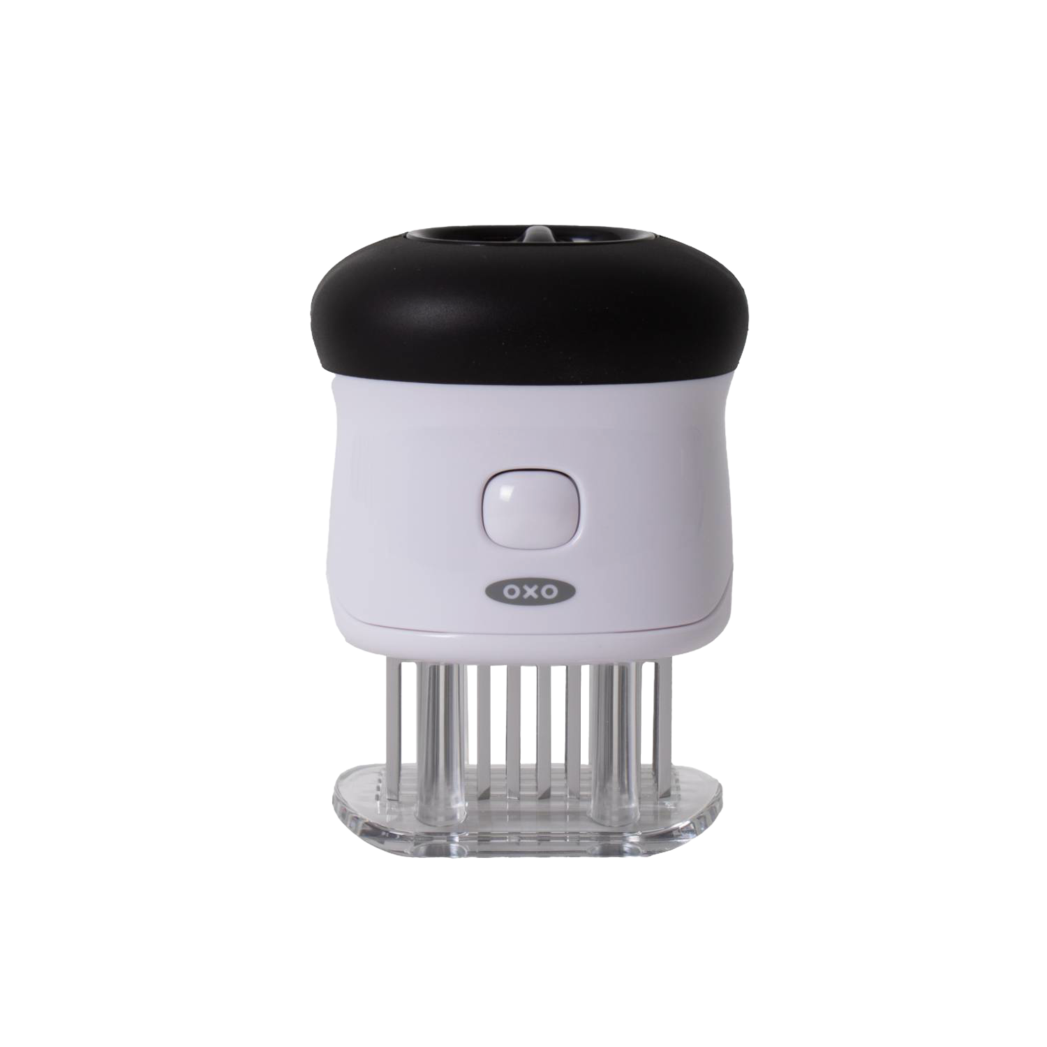 Compact white and black meat tenderizer tool with sharp blades, part of kitchen utensils and cooking tools under $50 collection