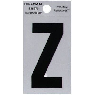Black reflective Mylar sticker letter Z with silver backing for hardware and home improvement under $50 collections