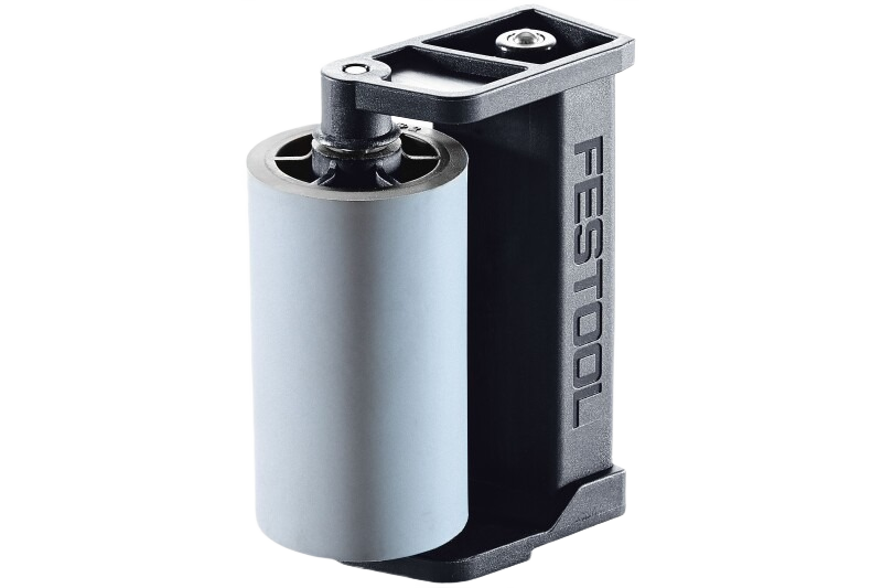 Festool auxiliary roller attachment with durable gray roller designed for precise edge banding in woodworking projects