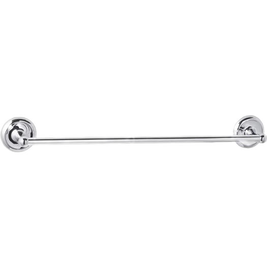 Polished chrome towel bar with round mounting brackets for bathroom organization and home improvement projects
