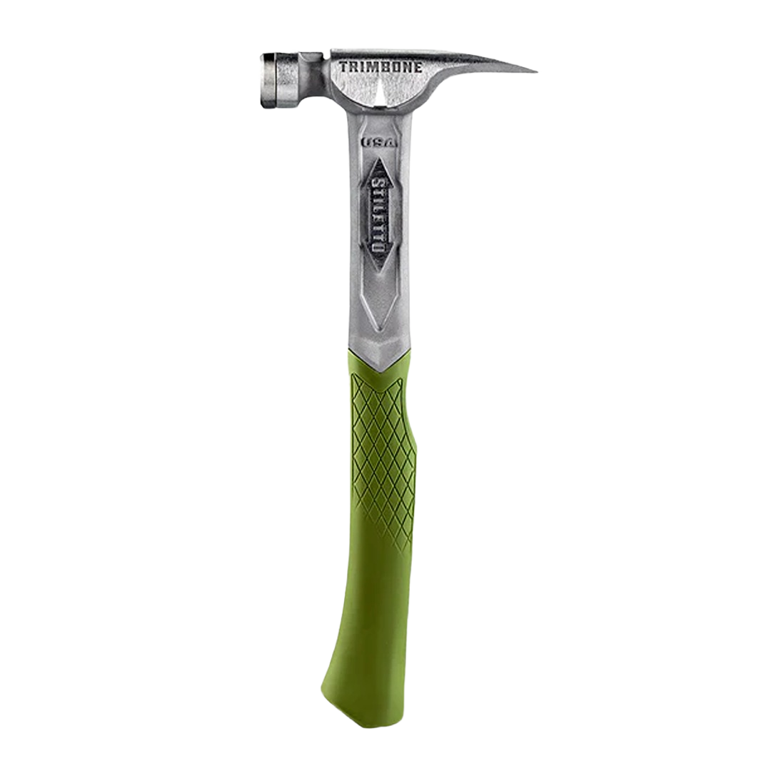Hammer with green ergonomic replacement grip featuring textured diamond pattern for improved comfort and control in home improvement tasks