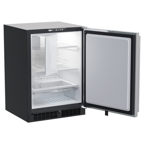 Compact built-in refrigerator freezer with crescent ice maker, adjustable shelves, and clear drawer in Appliances collections