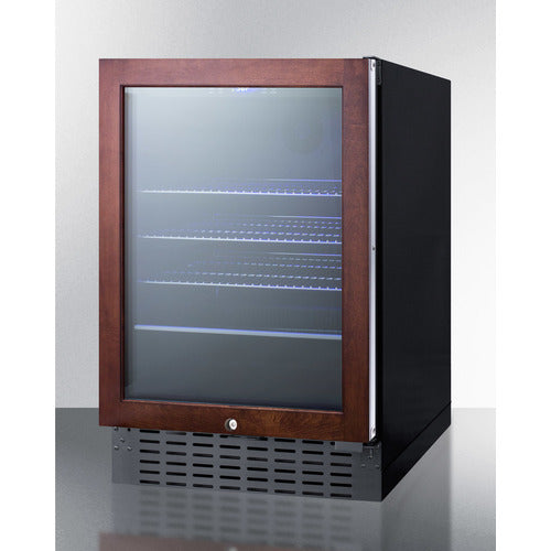 Built-in beverage cooler with wooden frame glass door, adjustable wire shelves, and front ventilation in Appliances collection
