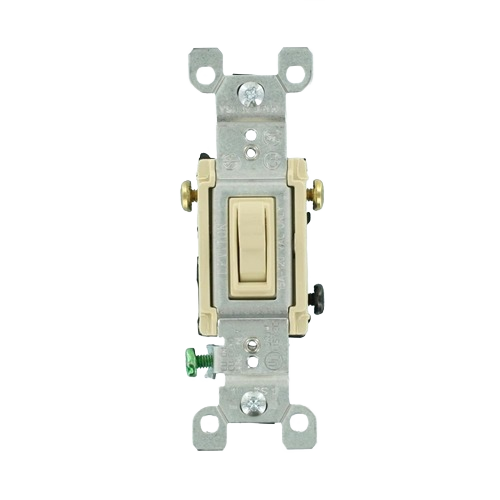 Light almond toggle switch with metal mounting bracket for electrical and home improvement projects under $50 collections