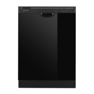 black freestanding dishwasher featuring a midnight interior and effective water-repellent silverware basket from appliances collection