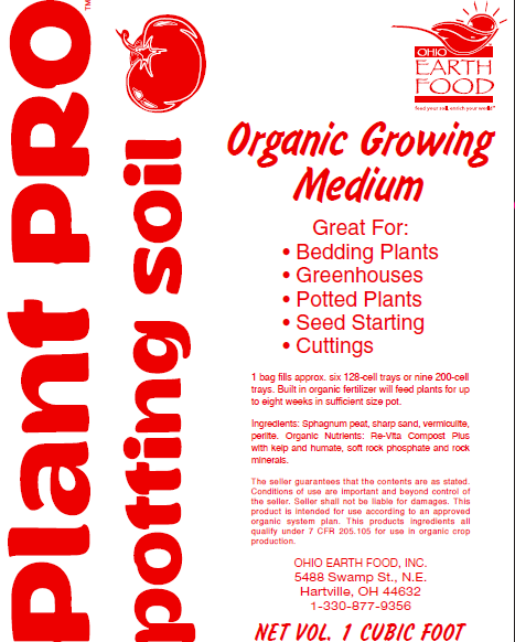 Bag of organic growing medium for bedding plants, greenhouses, seed starting, and potted plants in gardening collections