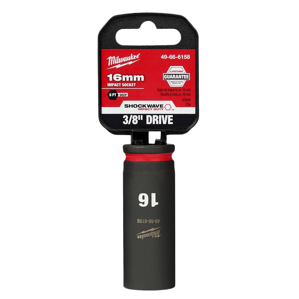 16mm deep impact socket with 6-point design and 3/8" drive for Milwaukee hand tools in sockets and hand tools collections