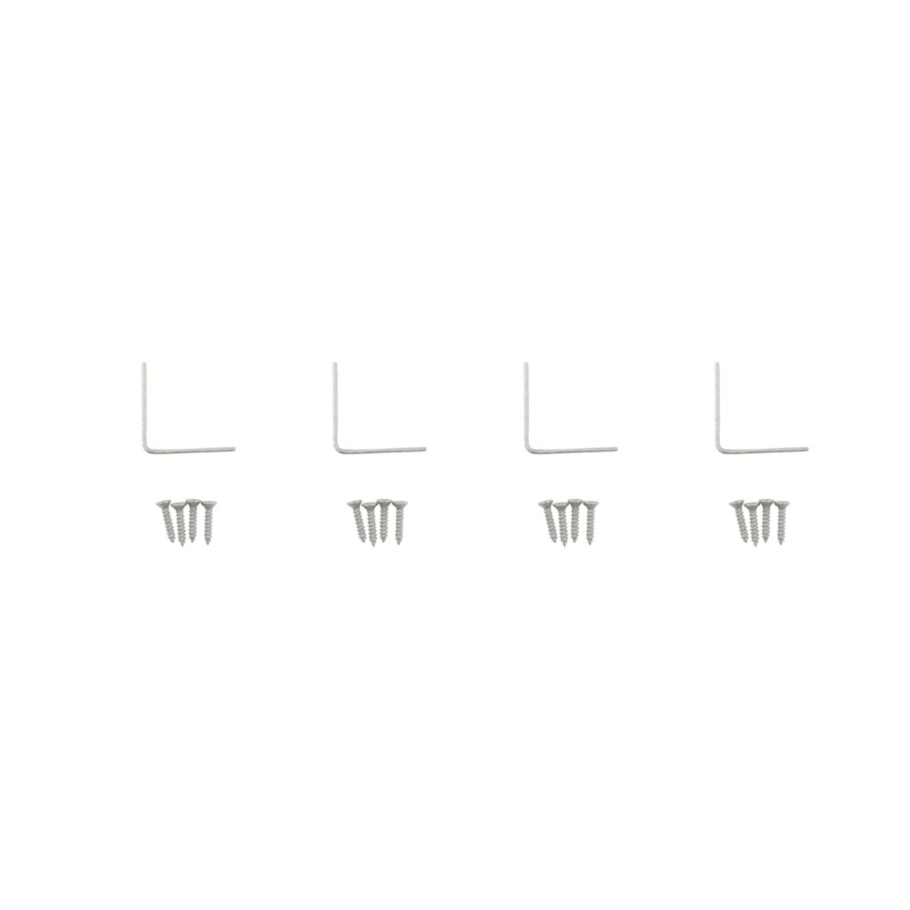 Four galvanized steel corner braces with screws for reinforcement in building hardware and lumber materials collections under $50