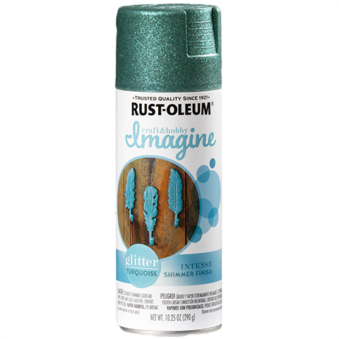 Turquoise glitter spray paint can with intense shimmer finish in specialty paint and craft supplies collection