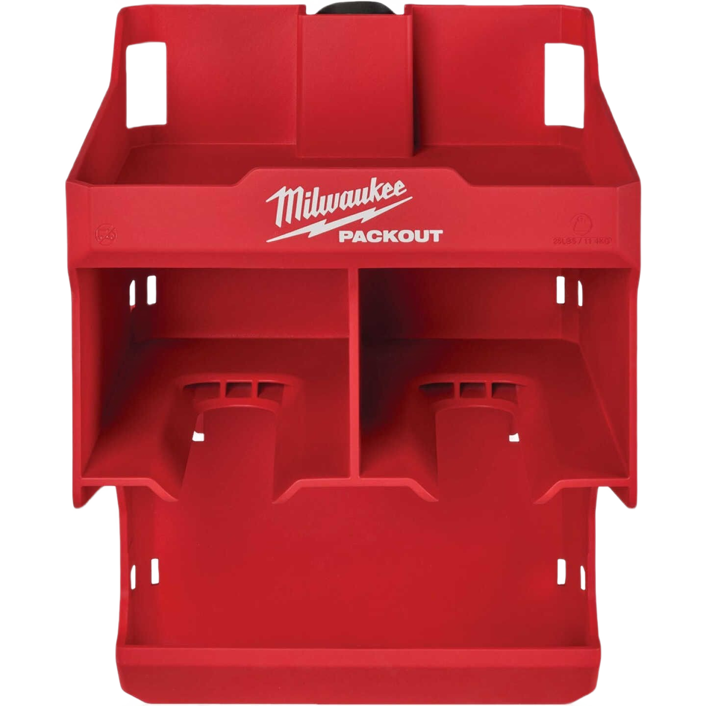 Red Milwaukee PACKOUT™ tool organizer with multiple compartments for efficient home improvement tool storage