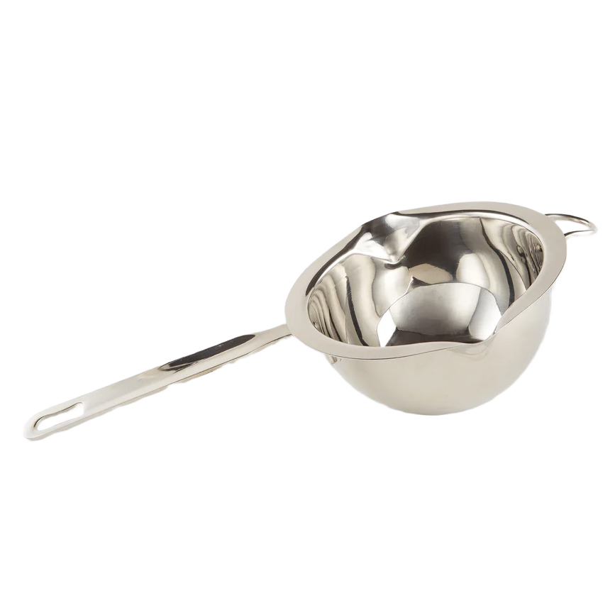 Stainless steel double boiler insert with dual pouring spouts and handle for kitchenware and cooking tools collections
