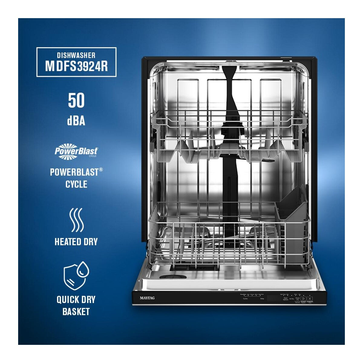Front Control Dishwasher with PowerBlast® cycle and Heated Dry