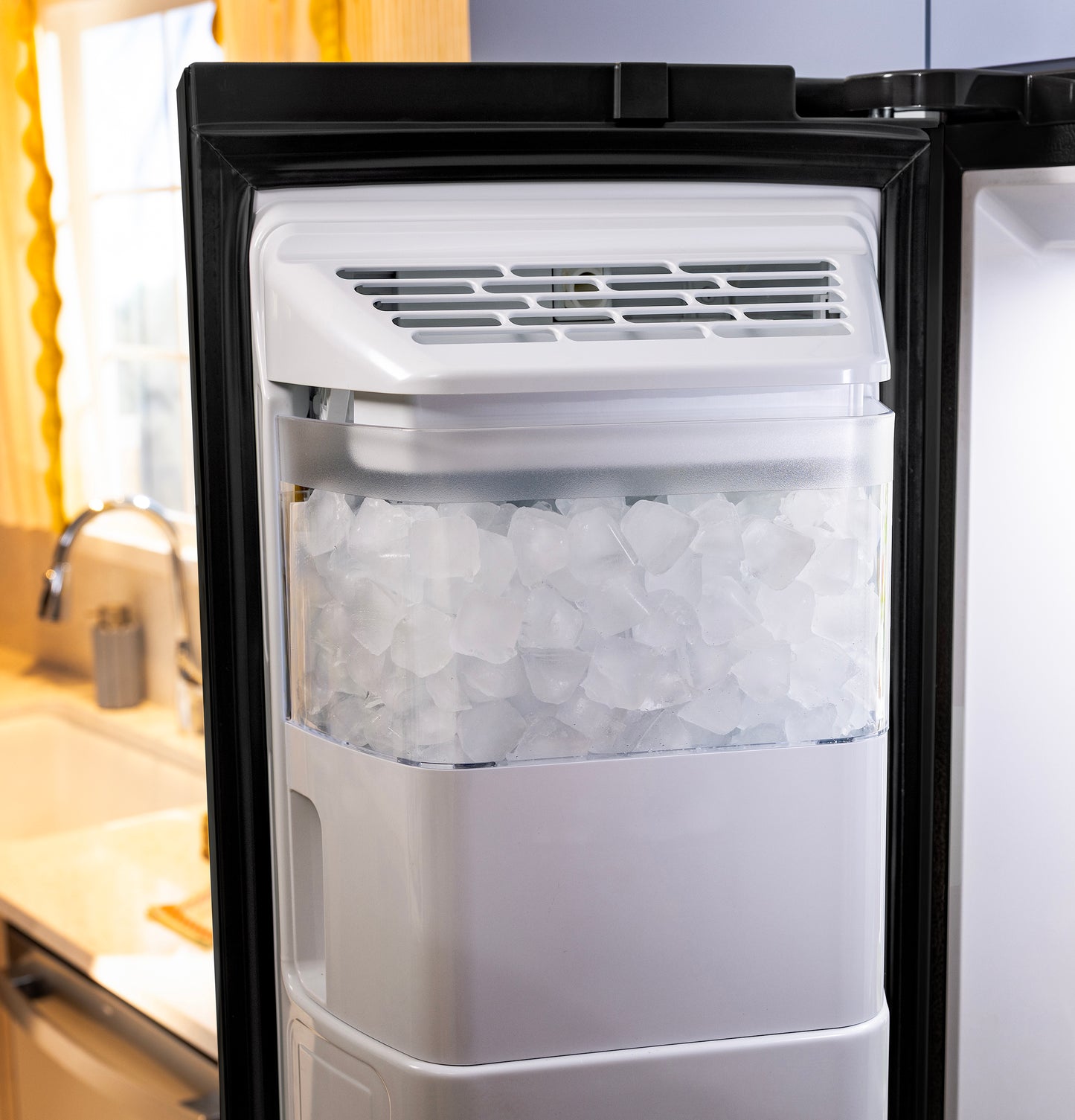 GE® ENERGY STAR® 23.6 Cu. Ft. Counter-Depth Side-By-Side Refrigerator with Extra Tall Dispenser and In-Door Icemaker
