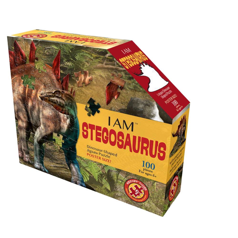 Puzzle box featuring a dinosaur-shaped jigsaw with 100 pieces for Toys & Games and Puzzles collections under $50